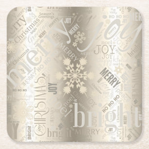 Kersttekst en Snowflake Pattern ID257 Kartonnen Onderzetters
