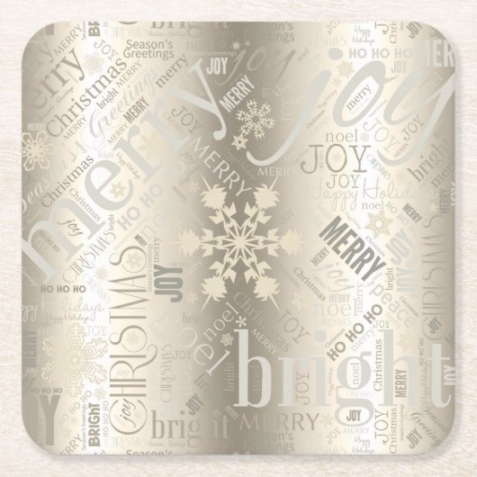 Kersttekst en Snowflake Pattern ID257 Kartonnen Onderzetters (Voorkant)
