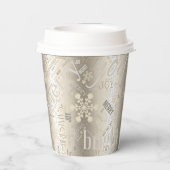 Kersttekst en Snowflake Pattern ID257 Papieren Bekers (Achterkant)