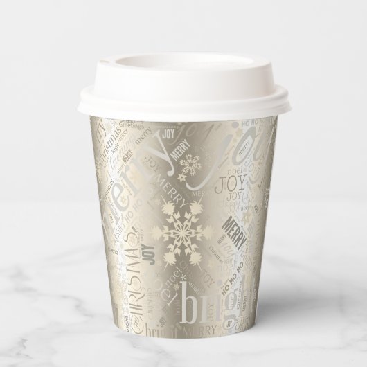 Kersttekst en Snowflake Pattern ID257 Papieren Bekers (Achterkant)