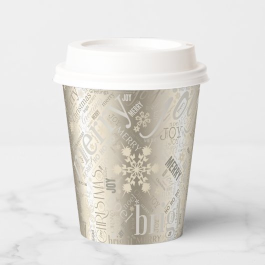 Kersttekst en Snowflake Pattern ID257 Papieren Bekers (Voorkant)