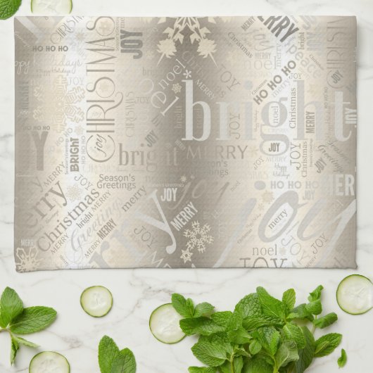 Kersttekst en Snowflake Pattern ID257 Theedoek (Gevouwen)