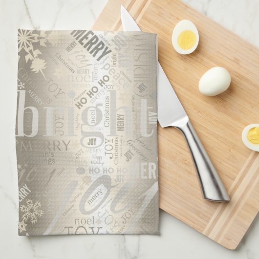 Kersttekst en Snowflake Pattern ID257 Theedoek (Quarter Fold)