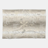 Kersttekst en Snowflake Pattern ID257 Theedoek (Horizontaal)