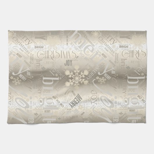 Kersttekst en Snowflake Pattern ID257 Theedoek (Horizontaal)