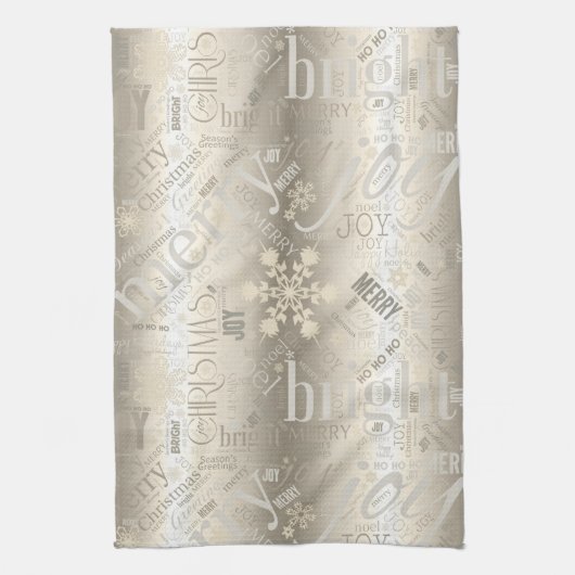 Kersttekst en Snowflake Pattern ID257 Theedoek (Verticaal)