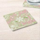 Kersttekst en Snowflake Pattern roze ID257 Kartonnen Onderzetters (Schuin)