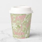Kersttekst en Snowflake Pattern roze ID257 Papieren Bekers (Achterkant)