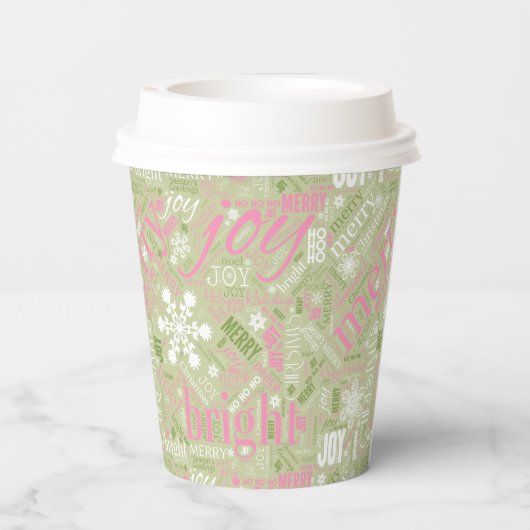 Kersttekst en Snowflake Pattern roze ID257 Papieren Bekers (Achterkant)