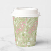 Kersttekst en Snowflake Pattern roze ID257 Papieren Bekers (Rechts)