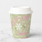 Kersttekst en Snowflake Pattern roze ID257 Papieren Bekers (Voorkant)