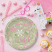 Kersttekst en Snowflake Pattern roze ID257 Papieren Bordje (Feest)