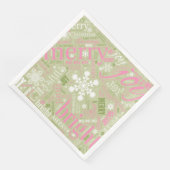 Kersttekst en Snowflake Pattern roze ID257 Servetten (Hoek)