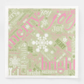 Kersttekst en Snowflake Pattern roze ID257 Servetten (Voorkant)