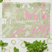 Kersttekst en Snowflake Pattern roze ID257 Theedoek (Gevouwen)