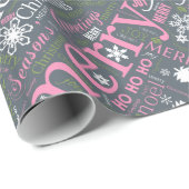 Kersttekst en Snowflake Pattern Slate ID257 Cadeaupapier (Rol Hoek)