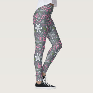 Kersttekst en Snowflake Pattern Slate ID257 Leggings