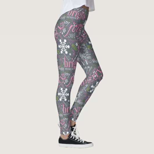 Kersttekst en Snowflake Pattern Slate ID257 Leggings (Rechts)