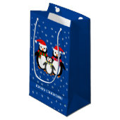 kersttekst pinguïnblauw klein cadeauzakje (Voorkant Gekanteld)