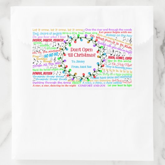 kersttekst rechthoekige sticker (Tas)