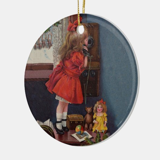 Kersttelefoon  keramisch ornament (Links)