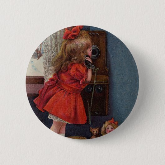 Kersttelefoon Ronde Button 5,7 Cm (Voorkant)
