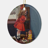 Kersttelefoon Vintage Keramisch Ornament (Links)
