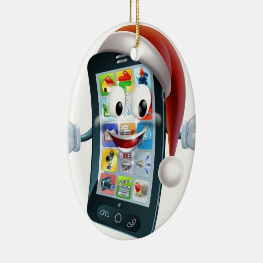 kersttelefoonmascotte keramisch ornament (Rechts)
