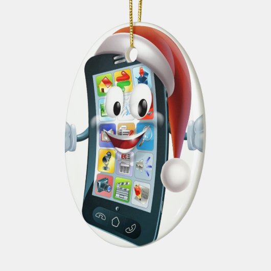 kersttelefoonmascotte keramisch ornament (Links)