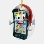 kersttelefoonmascotte keramisch ornament (Voorkant)