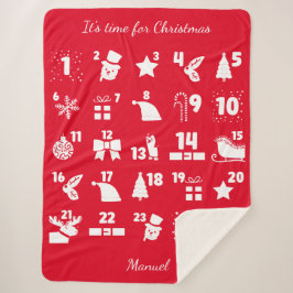 Kersttellende Advent Calendar Sherpa Deken
