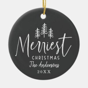 kersttende handgetrokken boom keramisch ornament