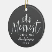 kersttende handgetrokken boom keramisch ornament (Links)