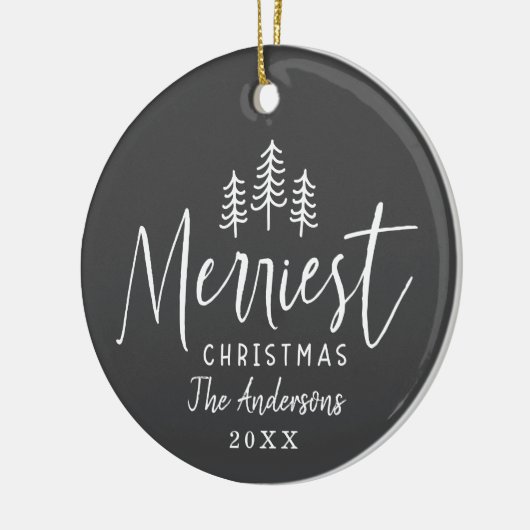 kersttende handgetrokken boom keramisch ornament (Links)