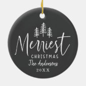 kersttende handgetrokken boom keramisch ornament (Achterkant)