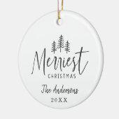 kersttende handgetrokken boom keramisch ornament (Links)