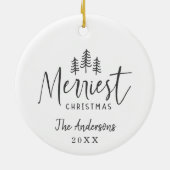 kersttende handgetrokken boom keramisch ornament (Achterkant)