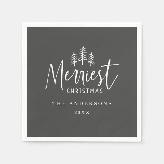 kersttende handgetrokken boom servet (Voorkant)