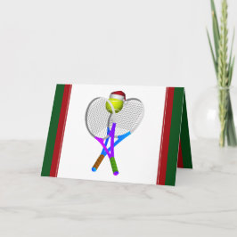 kersttennis-bal en racets feestdagen kaart