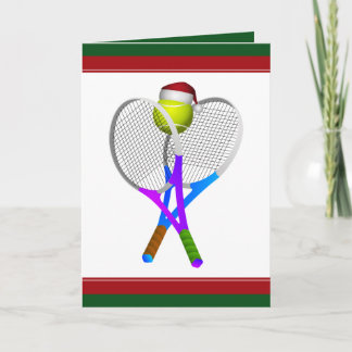 kersttennis-bal en racets feestdagen kaart
