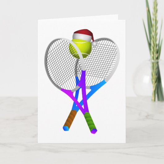kersttennis-bal en racets feestdagen kaart (Voorkant)
