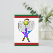 kersttennis-bal en racets feestdagenkaart (Staand voorkant)