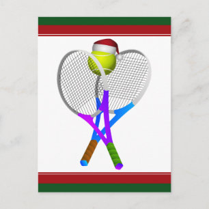 kersttennis-bal en racets feestdagenkaart