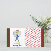 kersttennis-bal en racets feestdagenkaart (Staand voorkant)