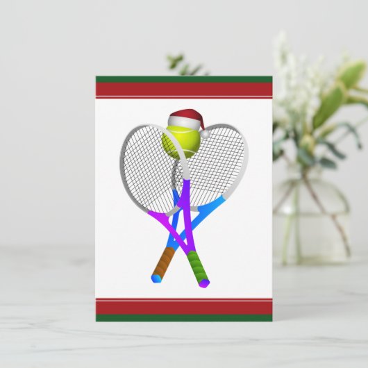 kersttennis-bal en racets kaart (Staand voorkant)