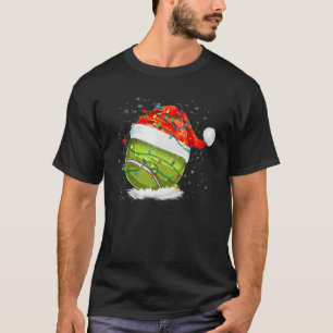 Kersttennis Ball Santa Hat Funny Xmas Pajama T-shirt