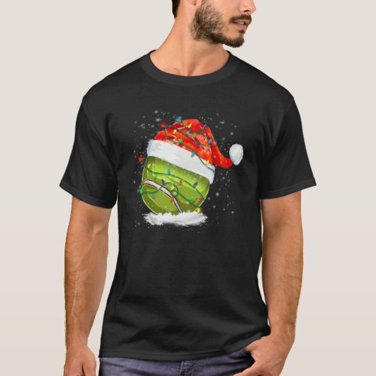 Kersttennis Ball Santa Hat Funny Xmas Pajama T-shirt (Voorkant)