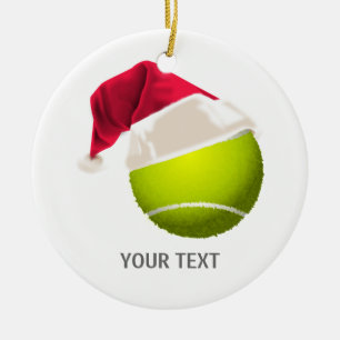 kersttennis Ball Santa Hat Keramisch Ornament