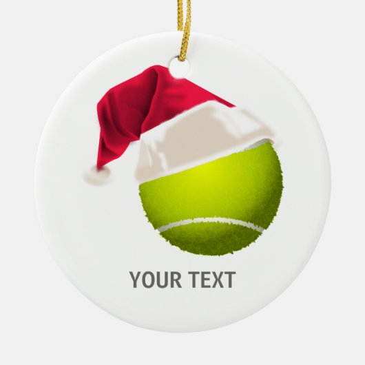 kersttennis Ball Santa Hat Keramisch Ornament (Voorkant)