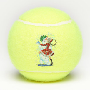 Kersttennis Balls Gift Snowman en Girl Dance Tennisballen